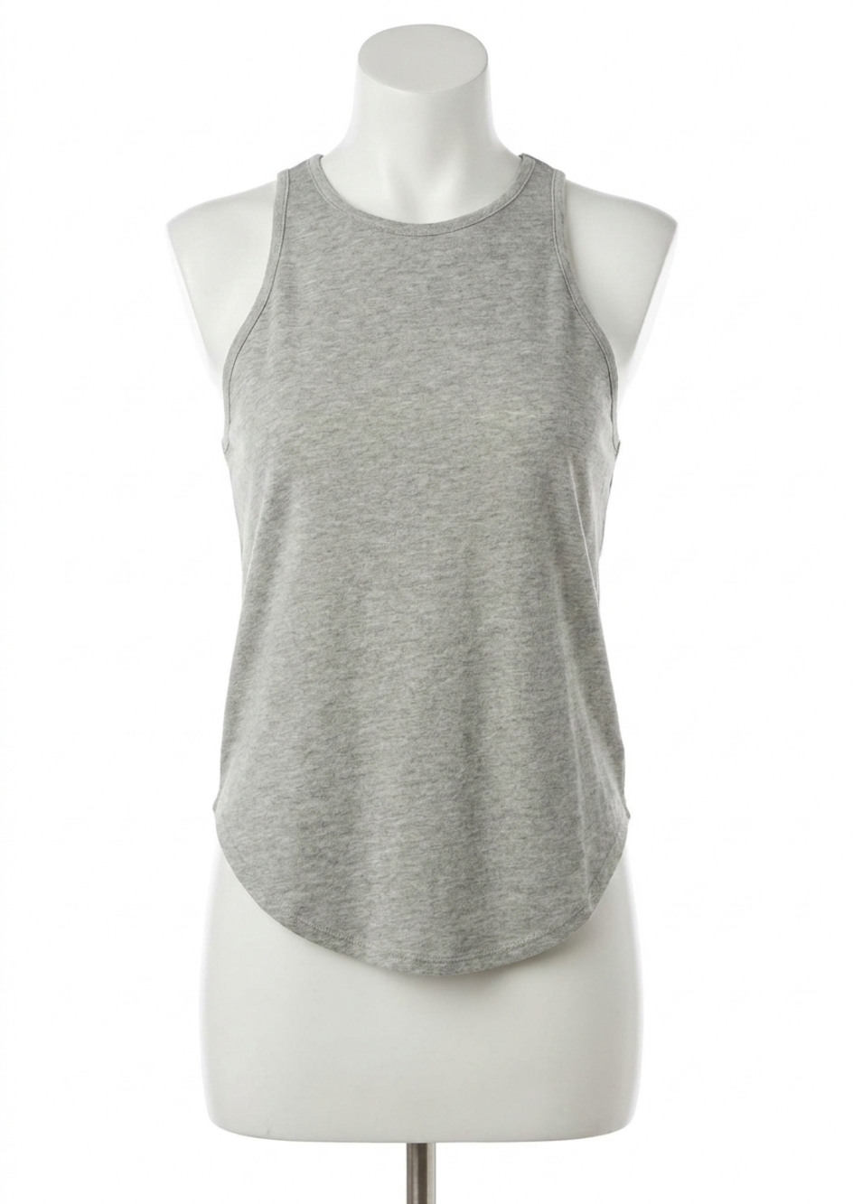 NEW CHASER rpet vintage jersey shirttail ruffle racerback tank in heather grey